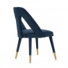 Manhattan Comfort Modern Neda Velvet Dining Chair In Midnight Blue Side Angle