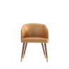 Manhattan Comfort Modern Reeva Dining Chair Upholstered in Leatherette with Beech Wood Back and Solid Wood Legs in Walnut Camal Front