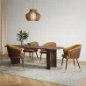 Manhattan Comfort Modern Reeva Dining Chair Upholstered in Leatherette with Beech Wood Back and Solid Wood Legs in Walnut Camal - Manhattan Comfort Modern Reeva Dining Chair Upholstered in Leatherette with Beech Wood Back and Solid Wood Legs in Walnut Camal
