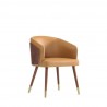 Manhattan Comfort Modern Reeva Dining Chair Upholstered in Leatherette with Beech Wood Back and Solid Wood Legs in Walnut Camal Side
