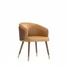 Manhattan Comfort Modern Reeva Dining Chair Upholstered in Leatherette with Beech Wood Back and Solid Wood Legs in Walnut Camal Side - Manhattan Comfort Modern Reeva Dining Chair Upholstered in Leatherette with Beech Wood Back and Solid Wood Legs in Walnut Camal Side