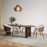 Manhattan Comfort Modern Reeva Dining Chair Upholstered in Leatherette with Beech Wood Back and Solid Wood Legs in Walnut Cream