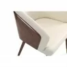 Manhattan Comfort Modern Reeva Dining Chair Upholstered in Leatherette with Beech Wood Back and Solid Wood Legs in Walnut Cream Half - Manhattan Comfort Modern Reeva Dining Chair Upholstered in Leatherette with Beech Wood Back and Solid Wood Legs in Walnut Cream Half