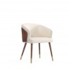 Manhattan Comfort Modern Reeva Dining Chair Upholstered in Leatherette with Beech Wood Back and Solid Wood Legs in Walnut Cream Side