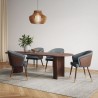 Manhattan Comfort Modern Reeva Dining Chair Upholstered in Leatherette with Beech Wood Back and Solid Wood Legs in Walnut Graphite Grey