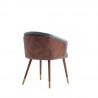Manhattan Comfort Modern Reeva Dining Chair Upholstered in Leatherette with Beech Wood Back and Solid Wood Legs in Walnut Graphite Grey Back Angle