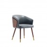 Manhattan Comfort Modern Reeva Dining Chair Upholstered in Leatherette with Beech Wood Back and Solid Wood Legs in Walnut Graphite Grey Side Angle