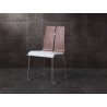 Lauren Dining Chair. Walnut & White Faux Leather - Lifestyle
