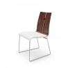 Lauren Dining Chair. Walnut & White Faux Leather - Angled