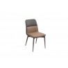 Whiteline Modern Living Bruno Dining Chair In Dark Grey Faux Leather Backrest - Angled