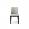Carrie Dining Chair In Light Grey Faux Leather - Front