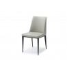 Carrie Dining Chair In Light Grey Faux Leather - Angled