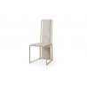 Whiteline Modern Living Sumo Dining Chair In Natural Adore Beige Fabric And Polished Gold Stainless Steel Frame - Angled