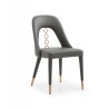 Whiteline Modern Living Liza Dining Chair in Dark Gray Fully Upholstered Faux Leather With Steel Frame - Angled