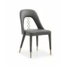 Whiteline Modern Living Liza Dining Chair in Dark Gray Fully Upholstered Faux Leather With Steel Frame - Angled - Whiteline Modern Living Liza Dining Chair in Dark Gray Fully Upholstered Faux Leather With Steel Frame - Angled
