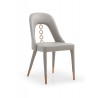 Whiteline Modern Living Liza Dining Chair in Light Gray Fully Upholstered Faux Leather With Steel Frame - Angled