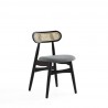 Manhattan Comfort Colbert Dining Chair in Black and Cane with Grey Upholstered Seating Side