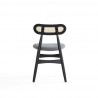 Manhattan Comfort Colbert Dining Chair in Black and Cane with Grey Upholstered Seating Back