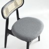 Manhattan Comfort Colbert Dining Chair in Black and Cane with Grey Upholstered Seating