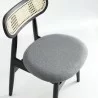 Manhattan Comfort Colbert Dining Chair in Black and Cane with Grey Upholstered Seating - Manhattan Comfort Colbert Dining Chair in Black and Cane with Grey Upholstered Seating