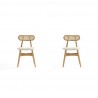 Manhattan Comfort Colbert Dining Chair in Black and Cane with Grey Upholstered Seating 