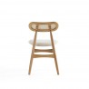 Manhattan Comfort Colbert Dining Chair in Black and Cane with Grey Upholstered Seating  Back