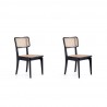 Manhattan Comfort Giverny Dining Chair in Black and Natural Cane - Set of 2