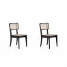 Manhattan Comfort Giverny Dining Chair in Black and Natural Cane - Set of 2 - Manhattan Comfort Giverny Dining Chair in Black and Natural Cane - Set of 2