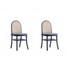Manhattan Comfort Paragon Dining Chair 1.0 with Grey Cushions in Black and Cane - Set of 2