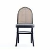 Manhattan Comfort Paragon Dining Chair 1.0 with Grey Cushions in Black and Cane Front - Manhattan Comfort Paragon Dining Chair 1.0 with Grey Cushions in Black and Cane Front