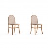 Manhattan Comfort Paragon Dining Chair 1.0 with Cream Cushions in Nature and Cane - Set of 2