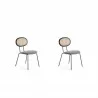 Manhattan Comfort Jardin Dining Chair in Black with Cane and Grey Upholstered Seating - Set of 2 - Manhattan Comfort Jardin Dining Chair in Black with Cane and Grey Upholstered Seating - Set of 2