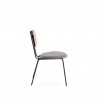 Manhattan Comfort Jardin Dining Chair in Black with Cane and Grey Upholstered Seating Side