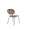 Manhattan Comfort Jardin Dining Chair in Black with Cane and Grey Upholstered Seating Back