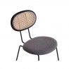 Manhattan Comfort Jardin Dining Chair in Black with Cane and Grey Upholstered Seating Half
