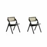 Manhattan Comfort Lambinet Folding Dining Chair in Black and Natural Cane Set - Manhattan Comfort Lambinet Folding Dining Chair in Black and Natural Cane Set