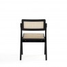 Manhattan Comfort Lambinet Folding Dining Chair in Black and Natural Cane Front