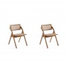 Manhattan Comfort Lambinet Folding Dining Chair in Black and Natural Cane Set