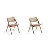Manhattan Comfort Lambinet Folding Dining Chair in Black and Natural Cane Set