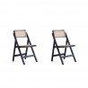 Manhattan Comfort Pullman Folding Dining Chair in Black and Natural Cane - Set of 2