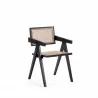Manhattan Comfort Hamlet Dining Arm Chair in Black and Natural Cane - Manhattan Comfort Hamlet Dining Arm Chair in Black and Natural Cane