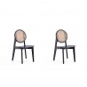 Versailles Round Dining Chair in Black and Natural Cane - Set of 2 
