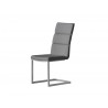 Duomo Dining Chair Grey Leatherette with Brushed Stainless Steel Set of 2