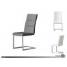 Duomo Dining Chair Grey and White Leatherette with Brushed Stainless Steel Set of 2
