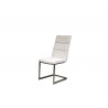 Duomo Dining Chair White Leatherette with Brushed Stainless Steel - Angled View