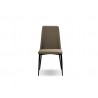 Seville Dining Chair Taupe Leatherette with Matte Black Legs Set of 4 - Front