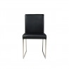 Tate Dining Chair Black Leatherette with Brushed Stainless Steel - Front