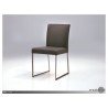 Tate Dining Chair Grey Leatherette with Brushed Stainless Steel - Angled