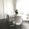 Tate Dining Chair White Leatherette with Brushed Stainless Steel - Lifestyle
