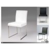 Tate Dining Chair White Leatherette with Brushed Stainless Steel - Angled